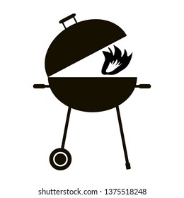 Barbecue black element, BBQ Grill icon isolated on white background.