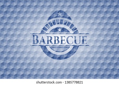 Barbecue blue badge with geometric pattern. Vector Illustration. Detailed.