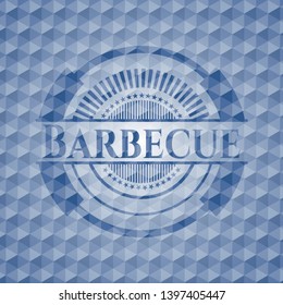 Barbecue blue polygonal badge. Vector Illustration. Detailed.