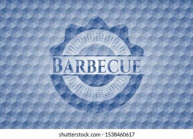 Barbecue blue polygonal badge. Vector Illustration. Detailed.