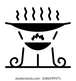 Barbecue brazier solid icon, bbq concept, grill sign on white background, Outdoor grill for camping icon in glyph style for mobile concept and web design. Vector graphics