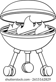 A barbecue cartoon cooking charcoal BBQ illustration