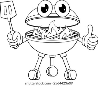 A barbecue cartoon mascot charcoal BBQ man person concept