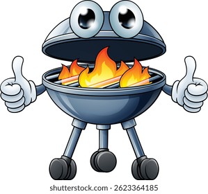 A barbecue cartoon mascot charcoal BBQ man person concept