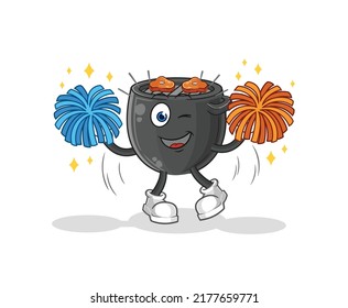 the barbecue cheerleader cartoon. cartoon mascot vector