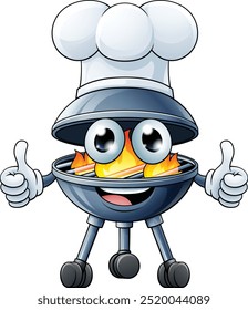 A barbecue chef cartoon mascot charcoal BBQ man person concept