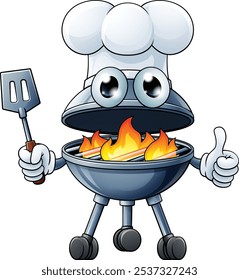 A barbecue chef cartoon mascot charcoal BBQ man person concept