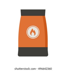 Barbecue coal bag icon. Firewood pack vector illustration.