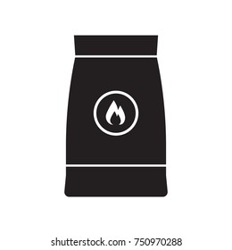 Barbecue Coal Bag Icon In Outline Design. Firewood Pack Logo Or Label Template.