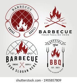 barbecue collection set logo vector illustration design