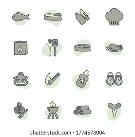 Barbecue color vector icons for user interface design