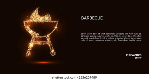 Barbecue. A barbecue consists of sparks and fire. Festive bright fireworks. Decorative element for celebrations and holidays. Vector illustration.