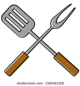 barbecue cutlery fork and spatula