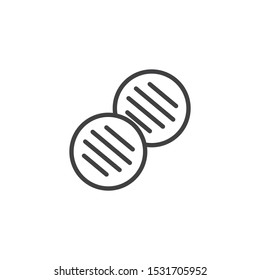 Barbecue cutlets line icon. bbq nuggets linear style sign for mobile concept and web design. Grilled chop cutlets outline vector icon. Symbol, logo illustration. Vector graphics