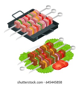 Barbecue design elements. Grill summer food. 