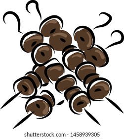 Barbecue drawing, illustration, vector on white background.