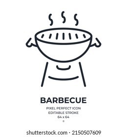 Barbecue editable stroke outline icon isolated on white background flat vector illustration. Pixel perfect. 64 x 64.