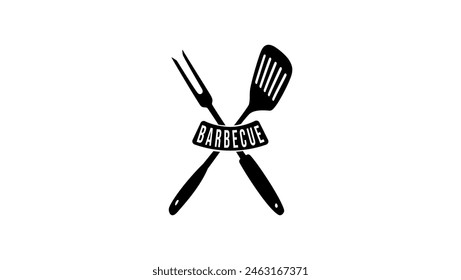 Barbecue emblem, black isolated silhouette