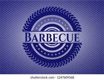 Barbecue emblem with jean background