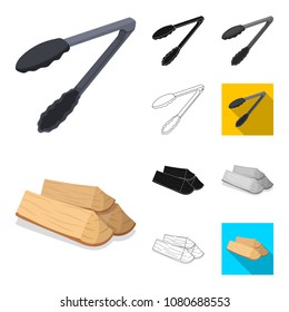Barbecue and equipment cartoon,black,flat,monochrome,outline icons in set collection for design. Picnic and fried food vector symbol stock web illustration.