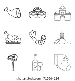 Barbecue for familie icons set. Outline set of 9 barbecue for familie vector icons for web isolated on white background