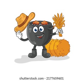 Barbecue Bauernmascot. Cartoon-Vektorgrafik