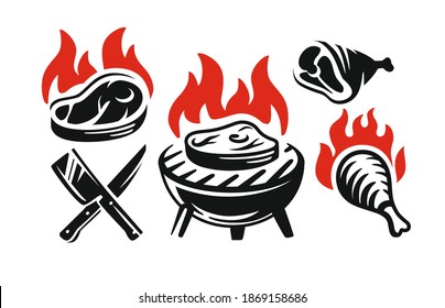 The Barbecue Fest logo set with fire on white