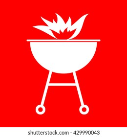 Barbecue with fire sign