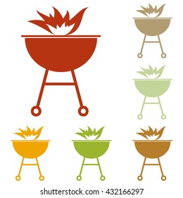 Barbecue with fire sign
