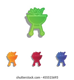 Barbecue with fire sign. Colorfull applique icons set.