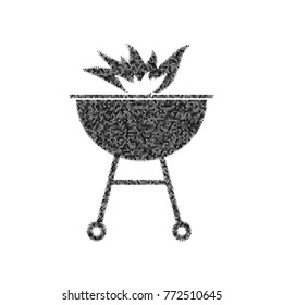 Barbecue with fire sign. Vector. Black icon from many ovelapping circles with random opacity on white background. Noisy. Isolated.