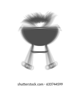 Barbecue with fire sign. Vector. Gray icon shaked at white background.