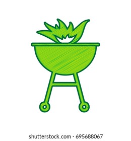 Barbecue with fire sign. Vector. Lemon scribble icon on white background. Isolated