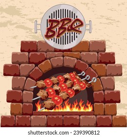 barbecue in the fireplace