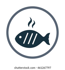 Barbecue fish simple icon on the background