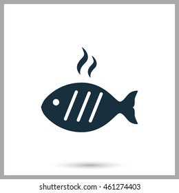 Barbecue Fish Simple Icon On The Background