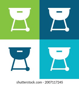 Parrillada Plano de cuatro colores conjunto de iconos mínimo
