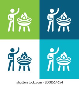 Barbecue Flat four color minimal icon set