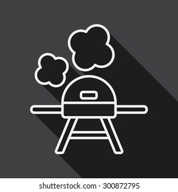 barbecue flat icon with long shadow, line icon