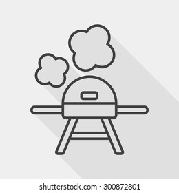 barbecue flat icon with long shadow, line icon