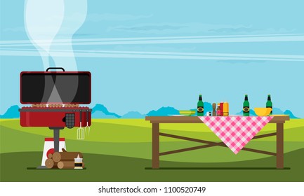 Barbecue. Flat style design - vector