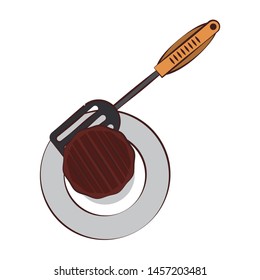 Barbecue food burger in dish with turner vector illustration graphic design