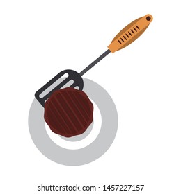 Barbecue food burger in dish with turner vector illustration graphic design