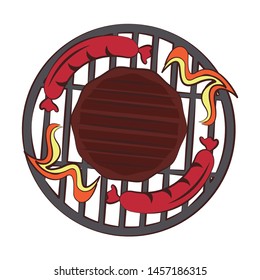 Barbecue food burger and sausage cooking on grill vector illustration graphic design