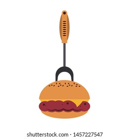 Barbecue food hamburger with fork vector illustration graphic design