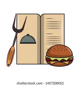 Barbecue food hamburger menu and fork vector illustration graphic design