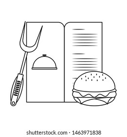 Barbecue food hamburger menu and fork vector illustration graphic design
