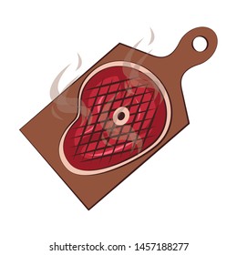 Barbecue food steak cooked in table vector illustration graphic design
