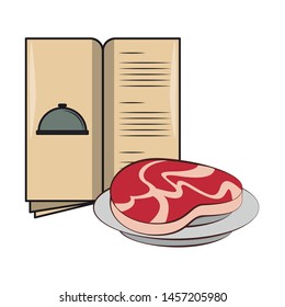 Barbecue food steak in dish and menu vector illustration graphic design