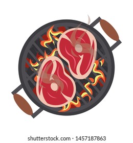 Barbecue food steaks cooking on grill vector illustration graphic design